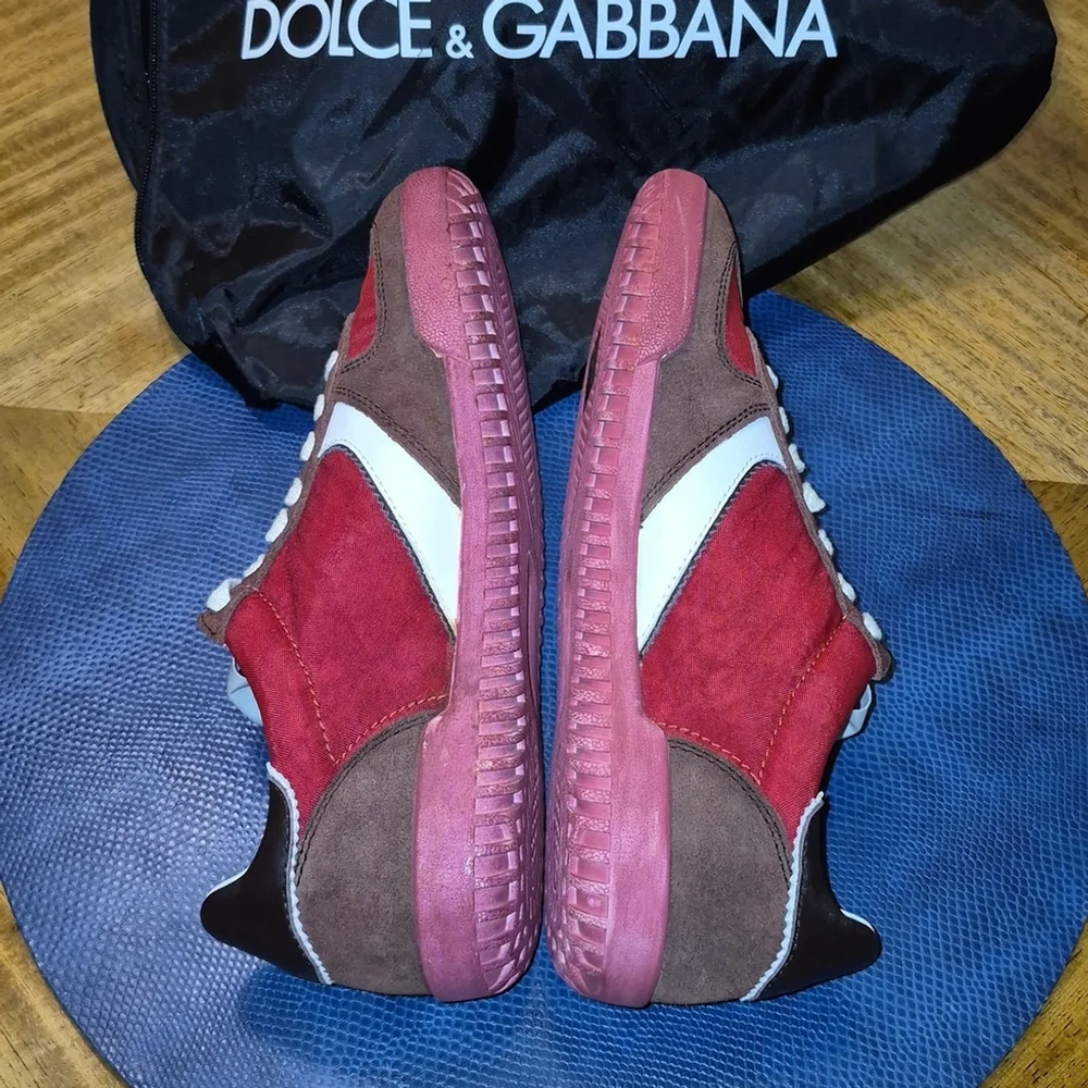 Dolce&Gabbana Red Suede&leatherlow Profile Trainers Mens sz.6.5= 8.5wmn (#1741)